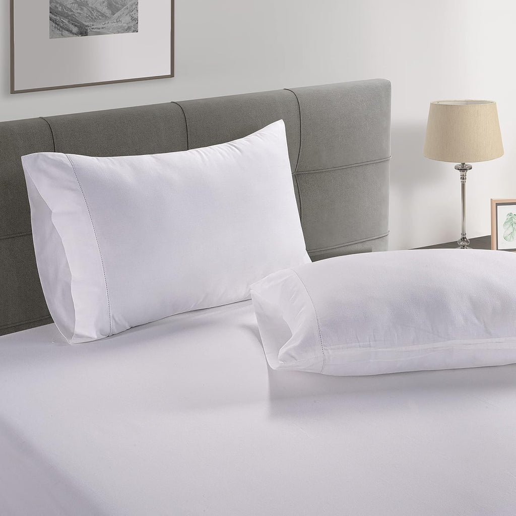 LANE LINEN 100% Organic Cotton Pillow Cases - Standard Size Set of 2 (20"x26") - Soft White Pillow Cases