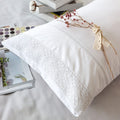 White Lace Pillow Cases Queen Size Set of 2, 100% Cotton Pillowcases, 20x30
