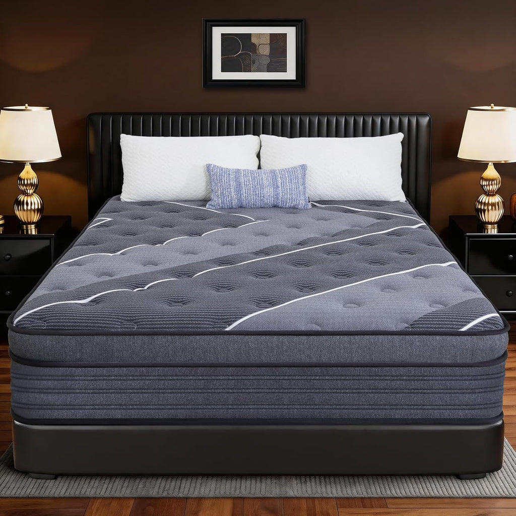 Queen Mattress 12 Inch - Hotel Style Luxury Hybrid Mattress in a Box, Cooling Gel Memory Foam & Pocket Coils, Medium Firm, Motion Isolation & Zoned Support, 365-Night Trial & 10-Year Warranty