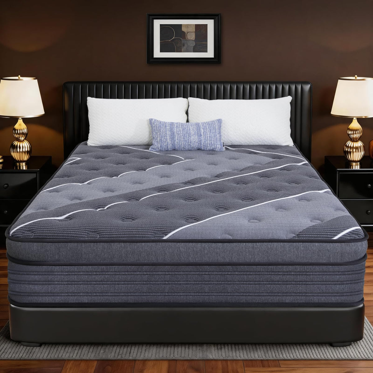 Queen Mattress 12 Inch - Hotel Style Luxury Hybrid Mattress in a Box, Cooling Gel Memory Foam & Pocket Coils, Medium Firm, Motion Isolation & Zoned Support, 365-Night Trial & 10-Year Warranty