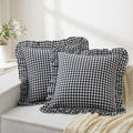 KKJIAF 2 Pcs Plaid Ruffle Pillow Case Standard Size, Sage Green Plaid