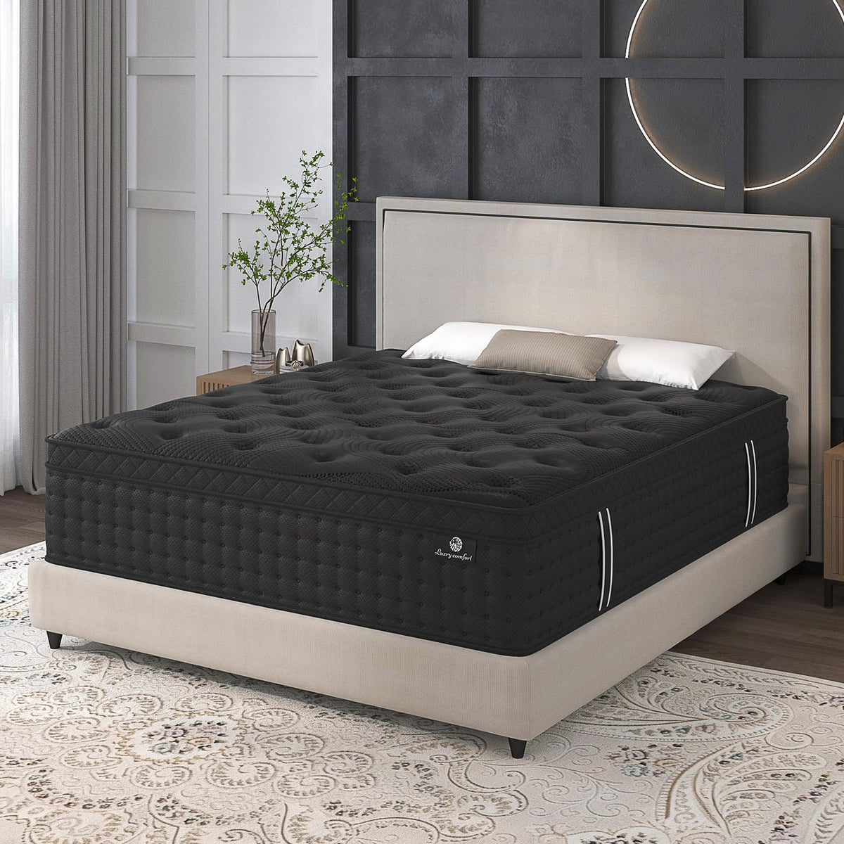 Medium Firm Hybrid Bed Mattress, Black,Full Size Mattress 14inch