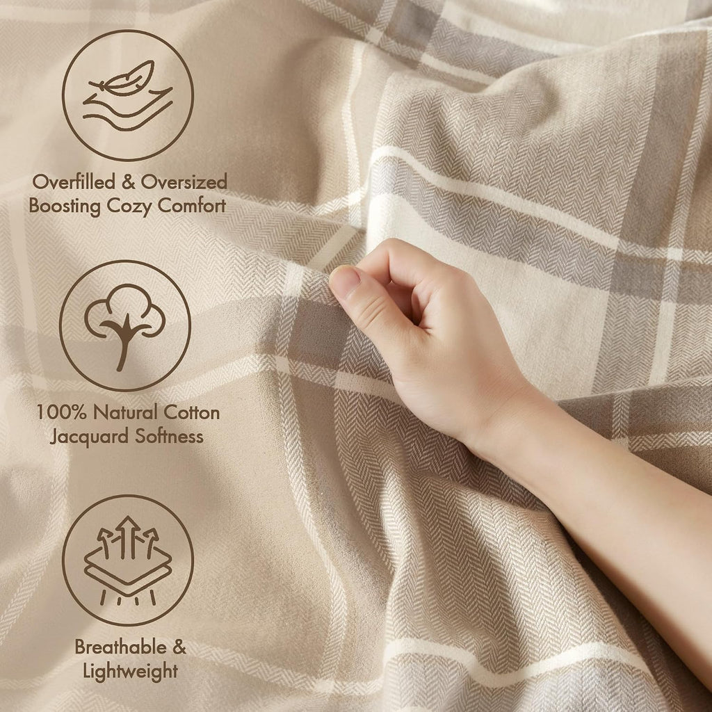 Madison Park Signature Cotton Comforter Set Oversized King Neutral 8PC