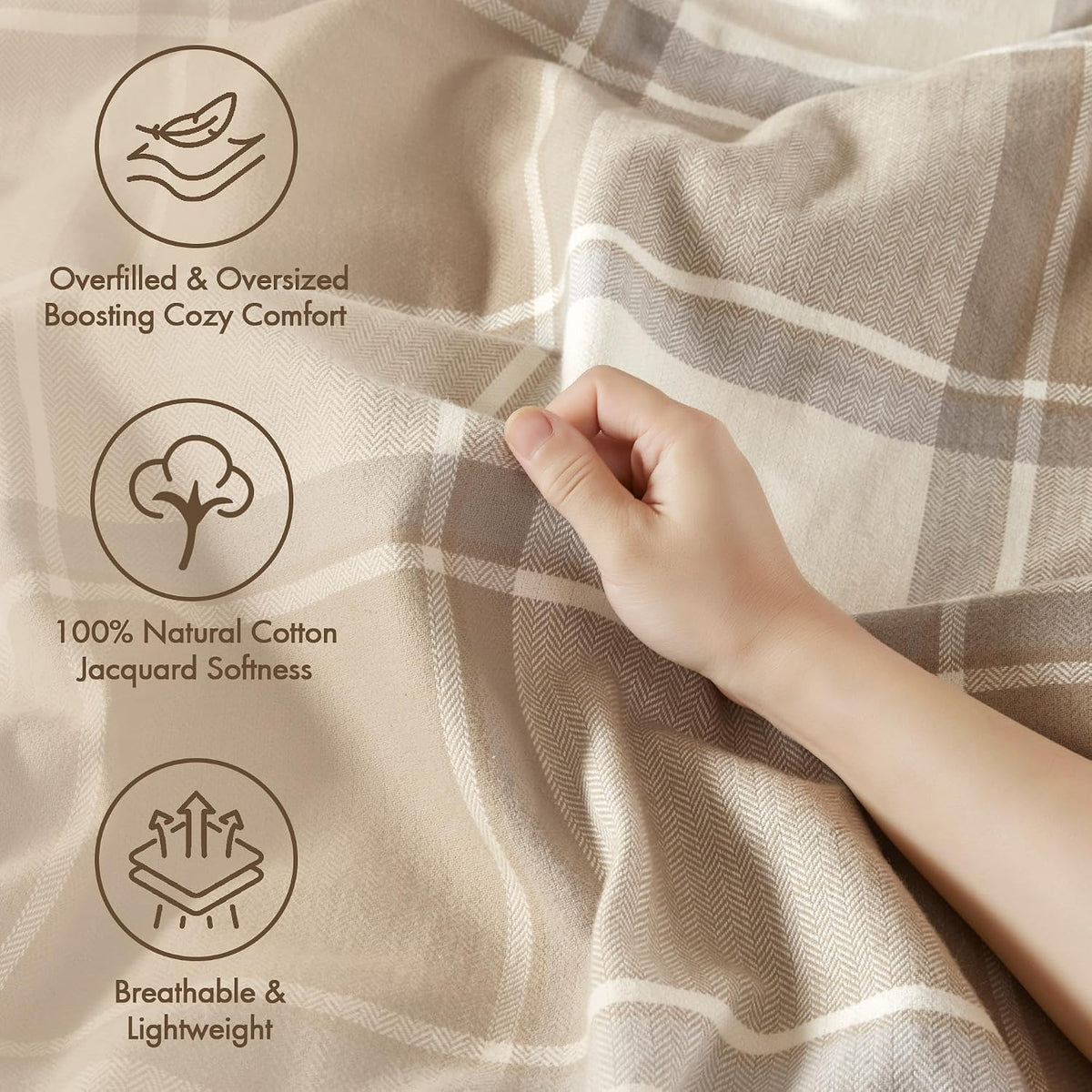 Madison Park Signature Cotton Comforter Set Oversized King Neutral 8PC