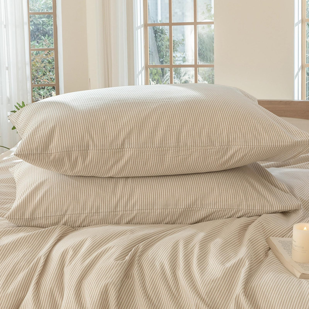 MOOMEE Pillowcase Set of 2 100% Washed Cotton Linen-Like King