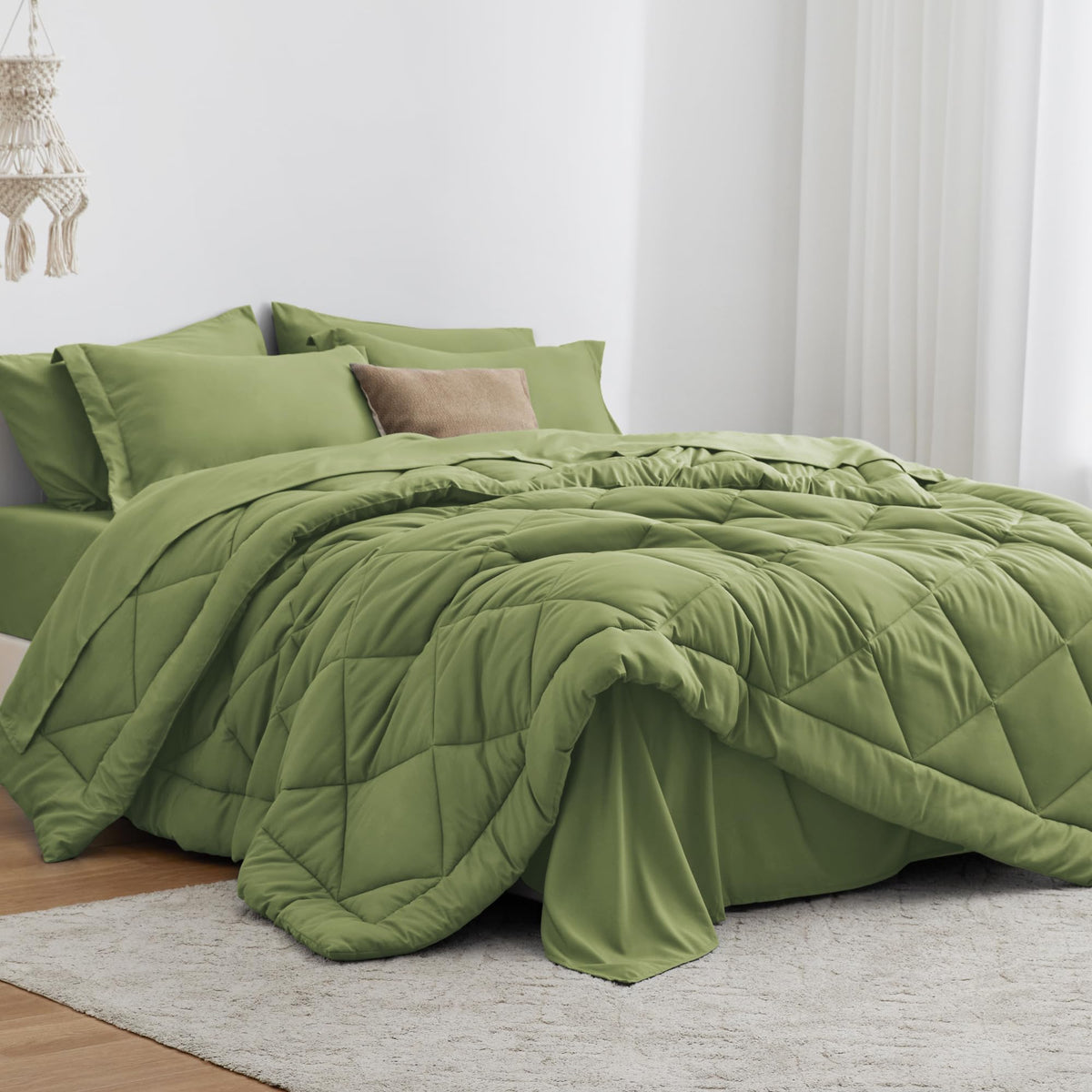 Love's cabin Full Comforter Set Black, 7 Pieces Full Bed in a Bag, All Season Bedding Sets with 1 Comforter, 1 Flat Sheet, 1 Fitted Sheet, 2 Pillowcase and 2 Pillow Sham