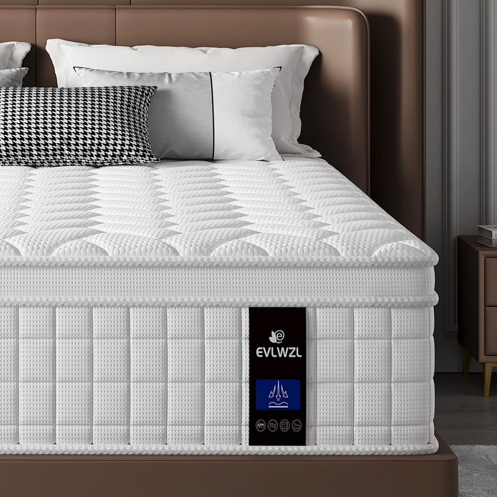 EVLWZL 14 Inch Twin Mattress, Medium Firm Hybrid Twin Mattresses, Memory Foam Mattress in a Box with Individually Wrapped Pocket Springs, Reinforced Edge Support, Pressure Relief, Motion Isolation