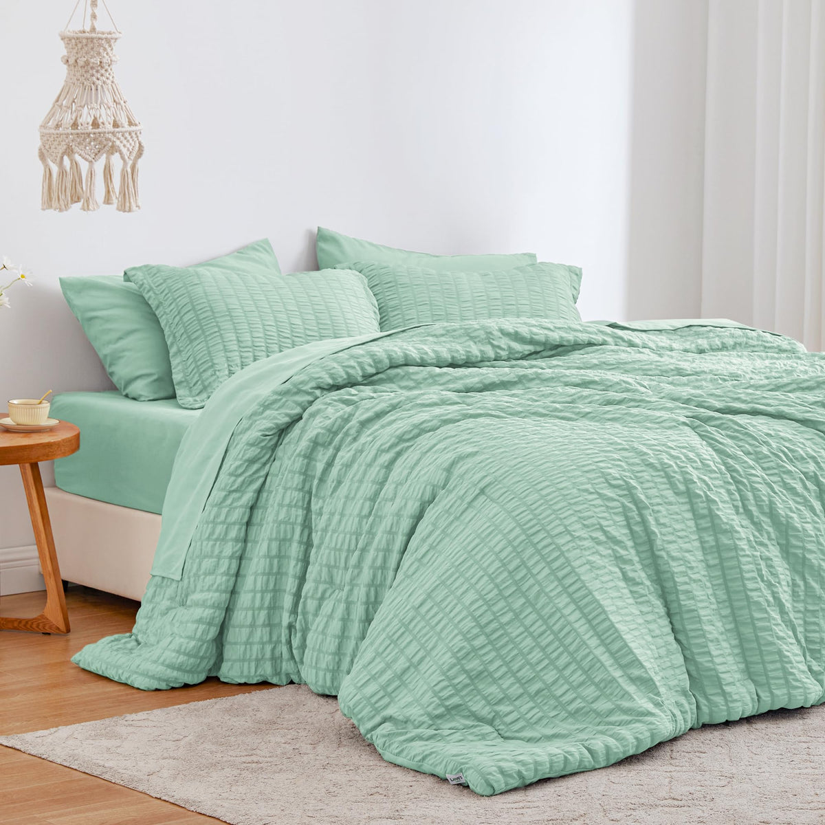 Love's cabin Seersucker Pink Twin Comforter Set