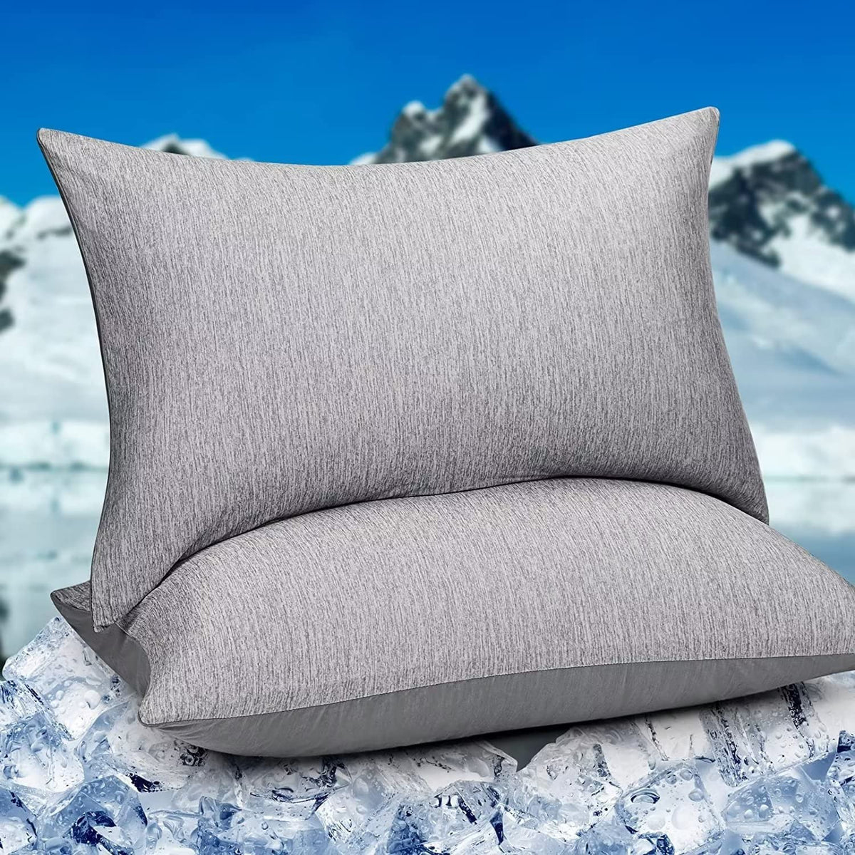 HOMFINE Cooling Pillowcases for Hot Sleepers King Size Set of 2, Grey