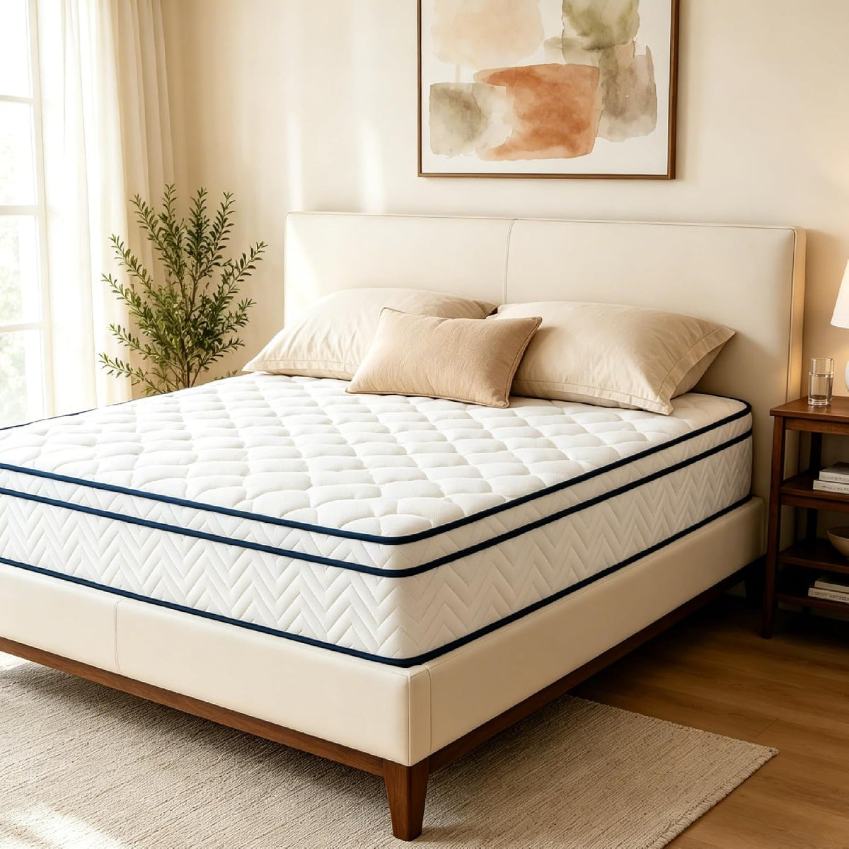 12 Inch Queen Size Mattress, Hybrid Mattress in a Box, Memory Foam Mattress&Pocket Springs, Medium Plush, Pressure Relief & Motion Isolation, CertiPUR US Certified