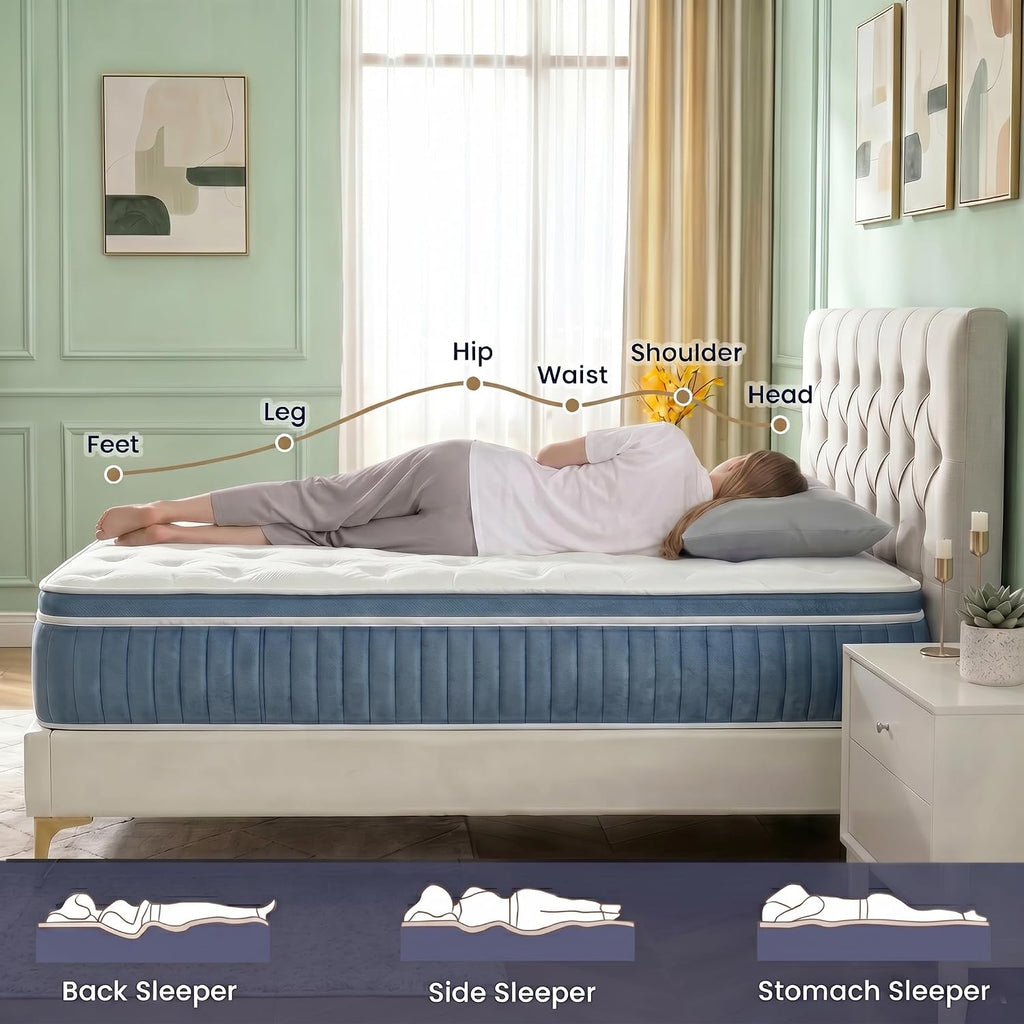Full Size Mattress, 10 Inch Cooling Hybrid Full Mattress in a Box