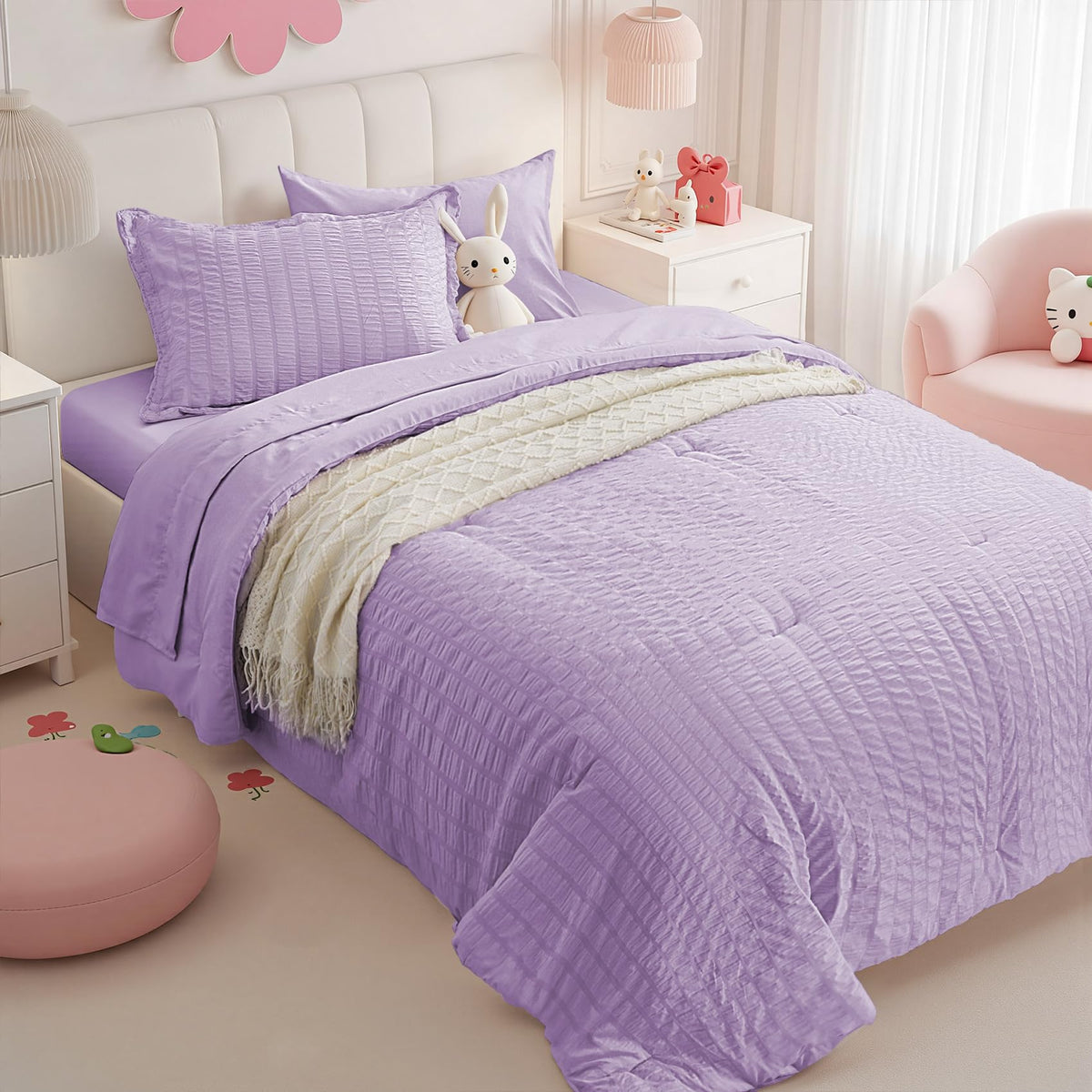 Zzlpp Queen Comforter Set 7 Piece, Green Bed in a Bag Queen Bedding Sets