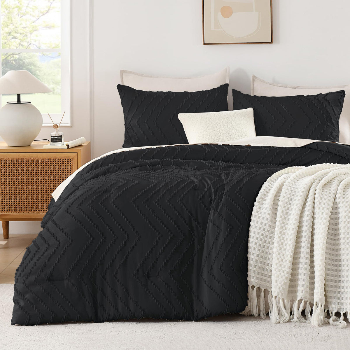 Andency Queen Comforter Set Beige, 3 Pieces Comforters Queen Size Bed Set