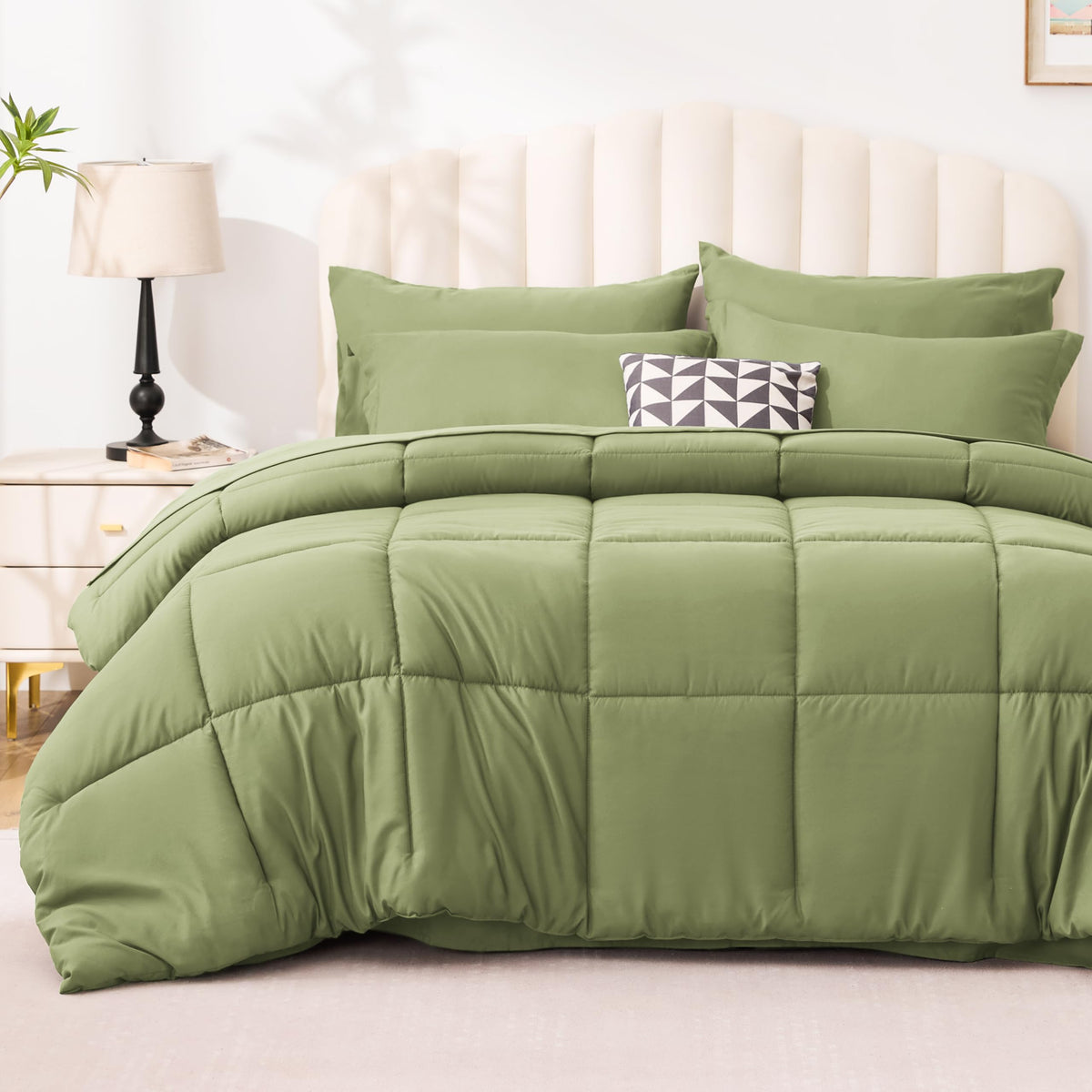 Love's cabin Full Comforter Set Black, 7 Pieces Full Bed in a Bag, All Season Bedding Sets with 1 Comforter, 1 Flat Sheet, 1 Fitted Sheet, 2 Pillowcase and 2 Pillow Sham