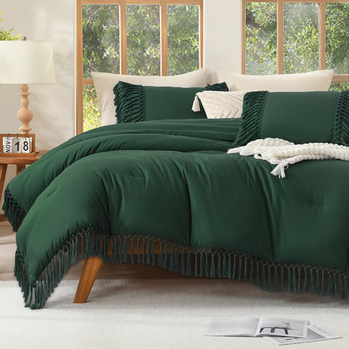 Andency Terracotta Comforter Set Full, 3 Pieces Boho Tassel Bedding