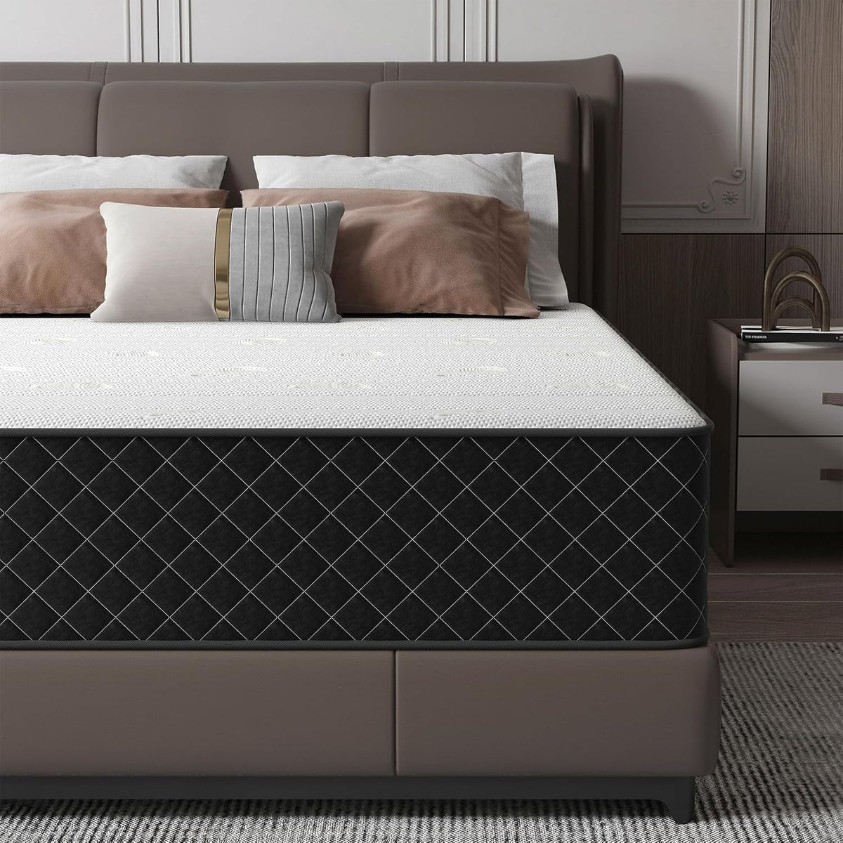 Queen Mattress, 10 Inch Hybrid Mattress with Breathable Foam and Pocket Springs, Medium Firm Memory Foam Mattress for Back Pain Relief, Mattress in a Box, 60×80×10 Inch