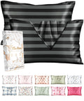 Miss Adola 2pcs Silk Pillowcase with Hidden Zipper, Pink Stripes