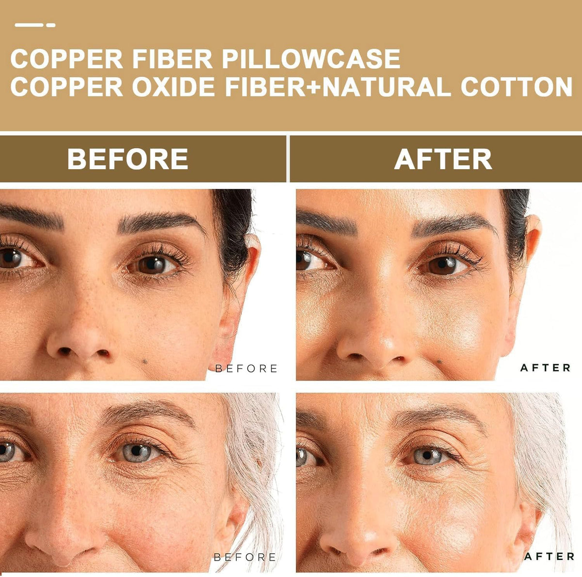 100% C opper Compression Copper Pillowcase for Beauty, Skin, Wrinkles, Fine Lines, and Hair Guaranteed Highest Copper Pillow Case