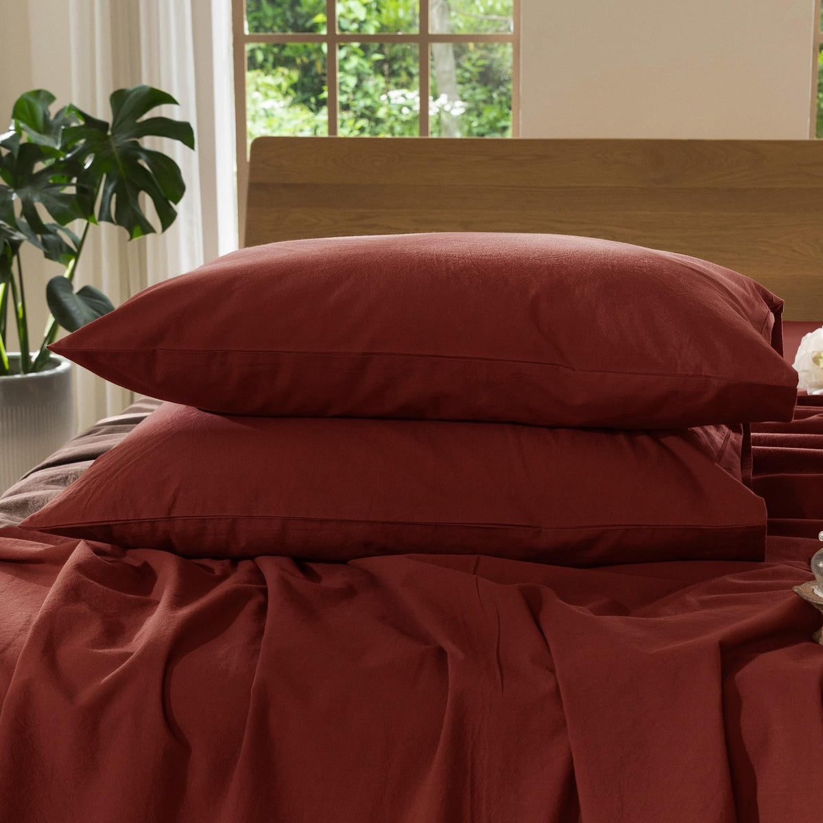 MOOMEE Pillowcase Set of 2 100% Washed Cotton Linen-Like King
