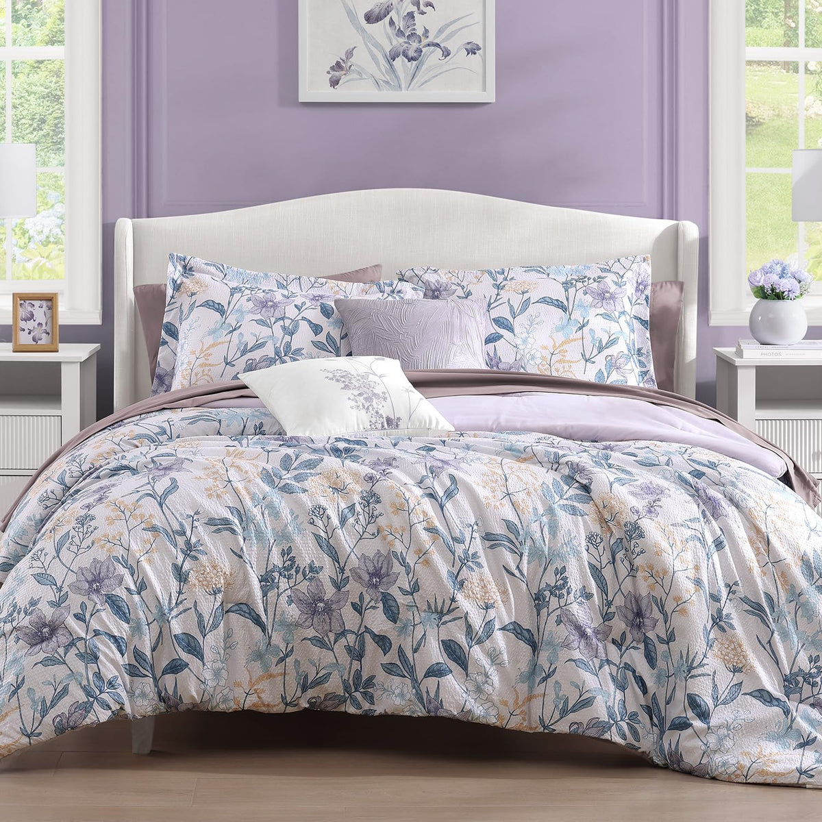Full Size Comforter Sets - 7 Pieces Floral Bed in a Bag Full Bedding Set