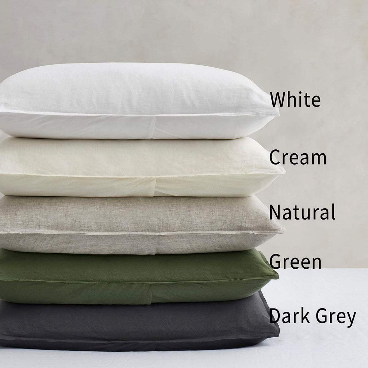 ATLINIA 100% Linen Pillow Shams Standard Size Natural Linen Pillow Case