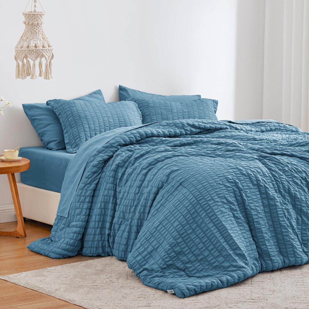 Love's cabin Seersucker Pink Twin Comforter Set