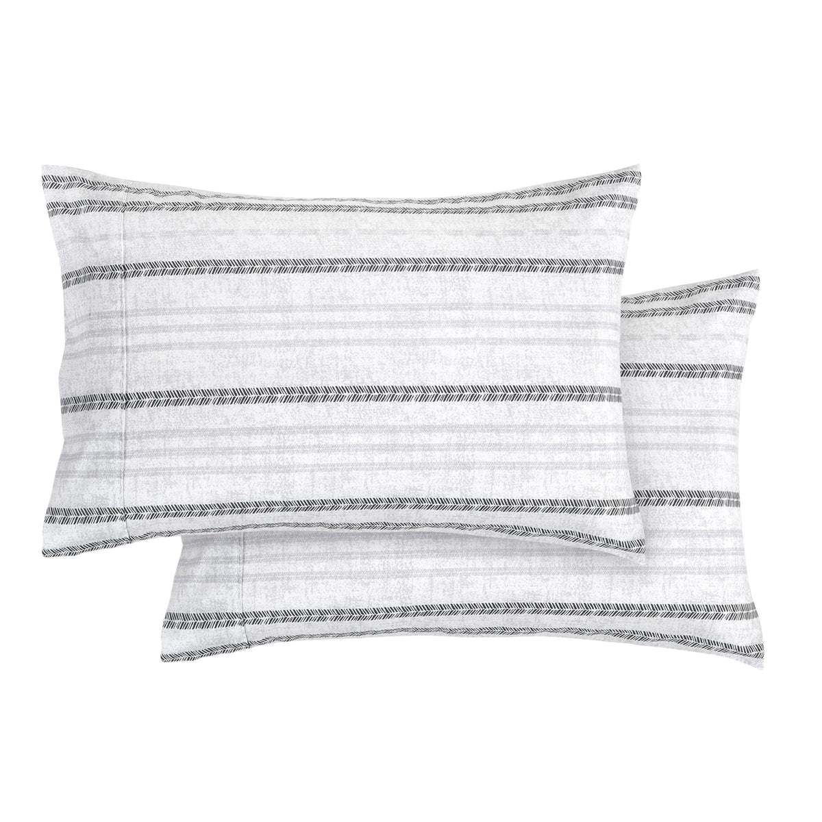 Elegant Comfort Ultra Soft Set of 2 Floral Print Pillowcases - 1500 Premium Hotel Quality Microfiber, Soft and Smooth Envelope Closure 2-Piece Pillow Covers - Standard/Queen, Paisley Gray