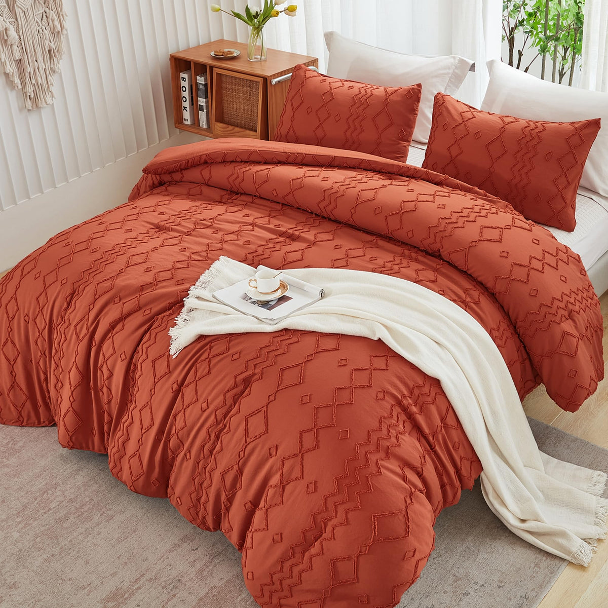 Andency King Size Comforter Set Khaki, 3 Pieces Bedding
