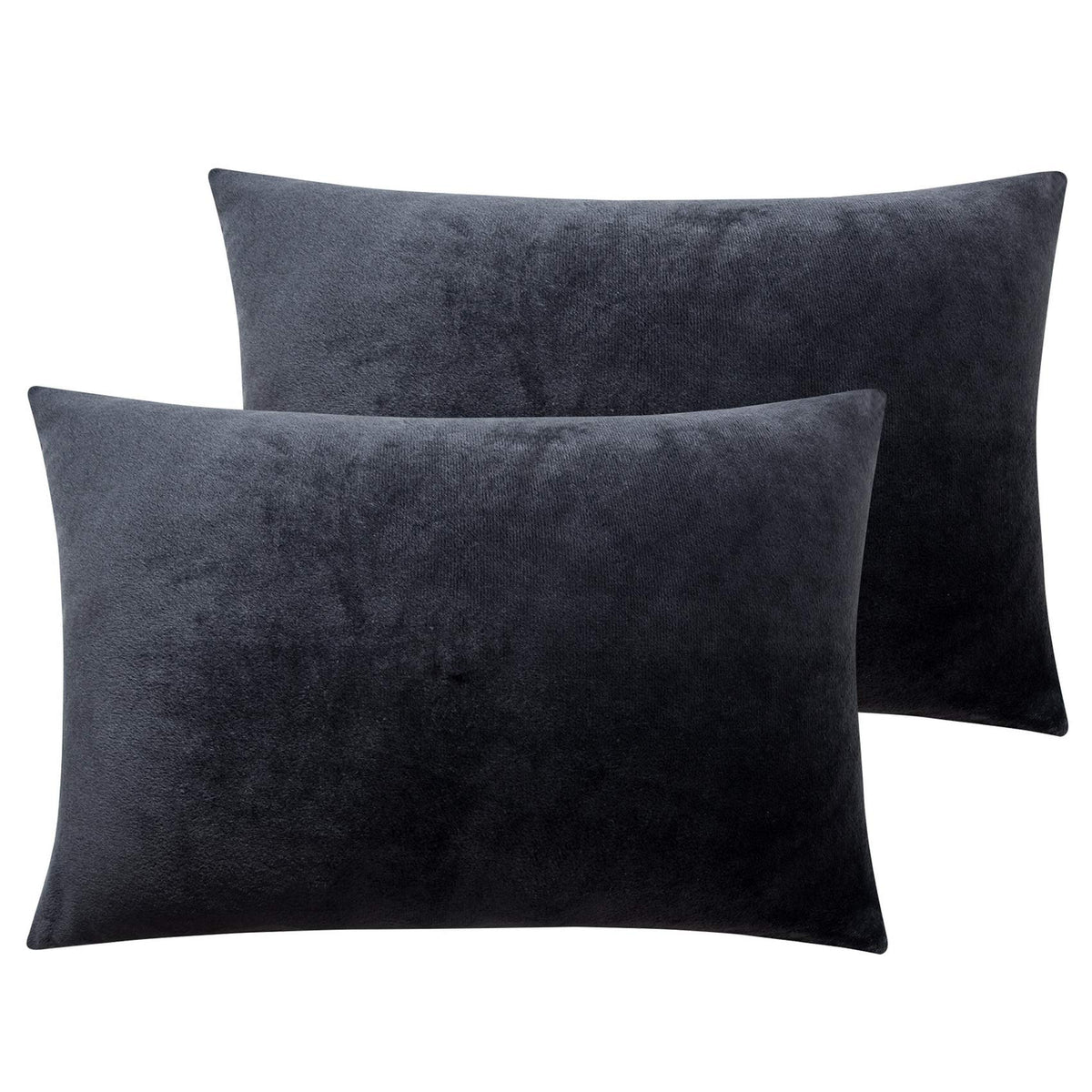 NTBAY King Velvet Pillowcases, Set of 2, Zipper, Camel