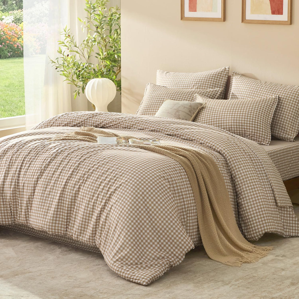 Litanika King Size Comforter Set 7 Pieces Cornflower Blue Gingham