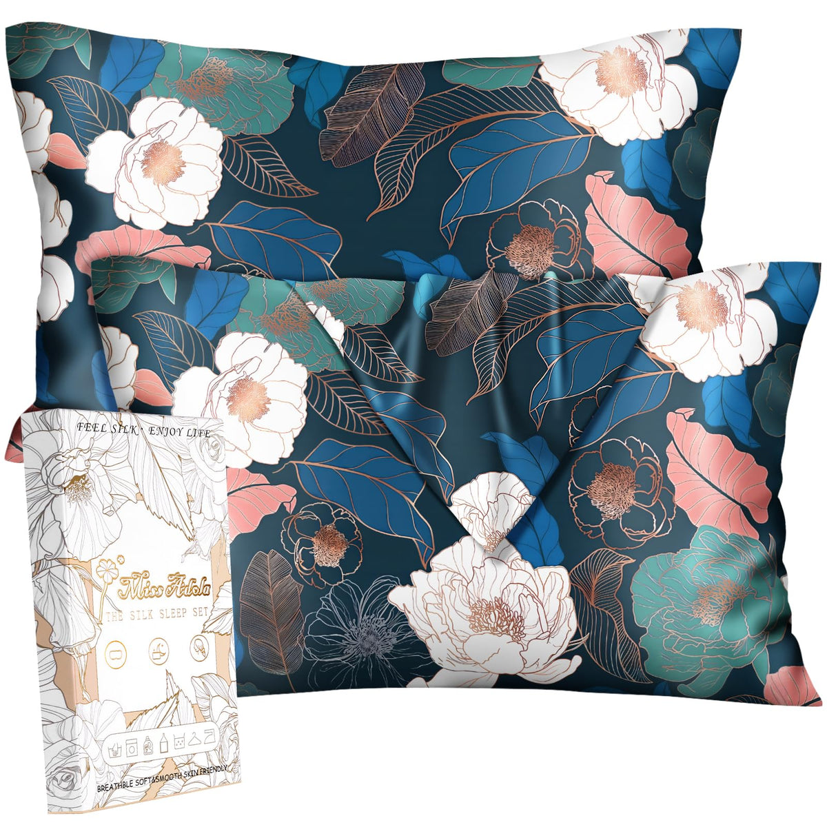 Miss Adola Silk Pillowcases, 2 Pack, Standard Size, Pk Leopard