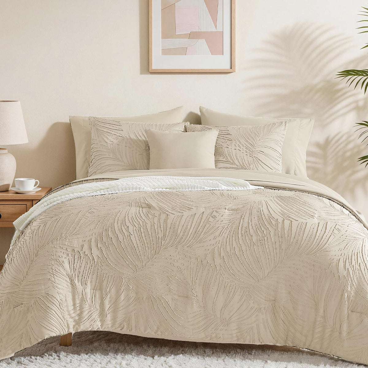 King Size Comforter Set- 7 Pieces Dark Green Bed in a Bag King Bedding Sets