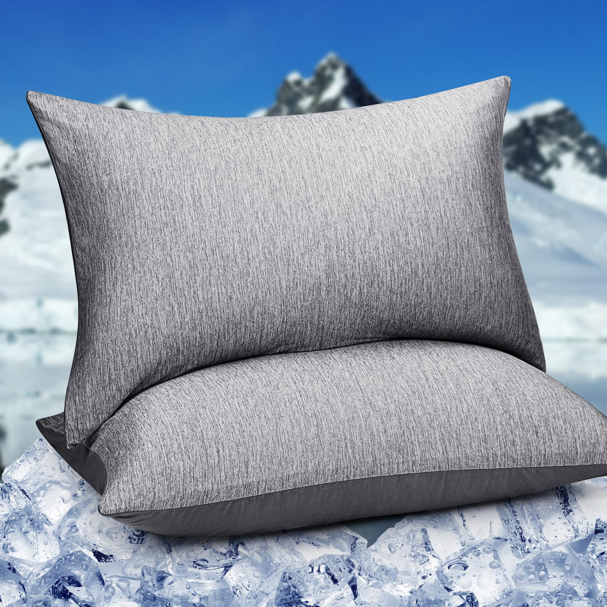 HOMFINE Cooling Pillowcases for Hot Sleepers King Size Set of 2, Grey