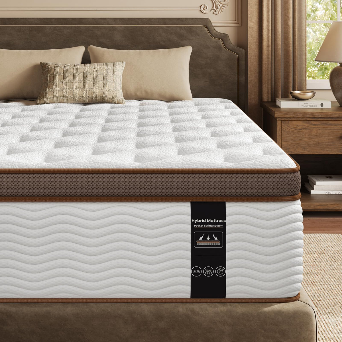 BedStory Extra Firm Mattress Queen, 14 Inch Hybrid Mattress in Box Cooling