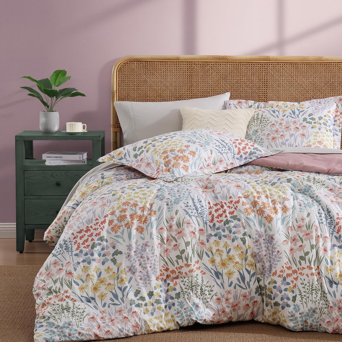 Full Size Comforter Sets - 7 Pieces Floral Bed in a Bag Full Bedding Set