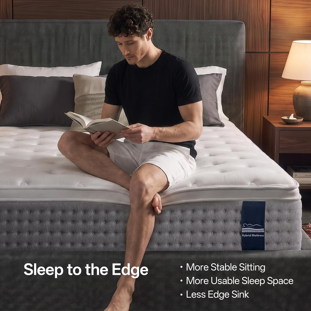 12 Inch Queen Hybrid Mattress, Gel Foam, Pocket Coils, Medium Firm
