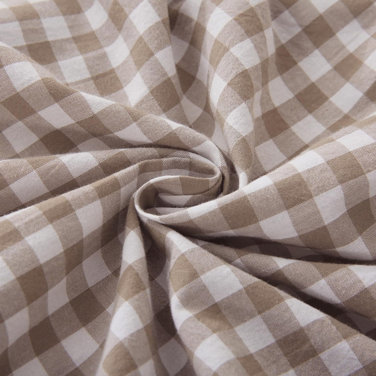 Mywinlle Taupe Plaid Gingham Ruffle Decorative Throw Pillow Covers 18"x18"
