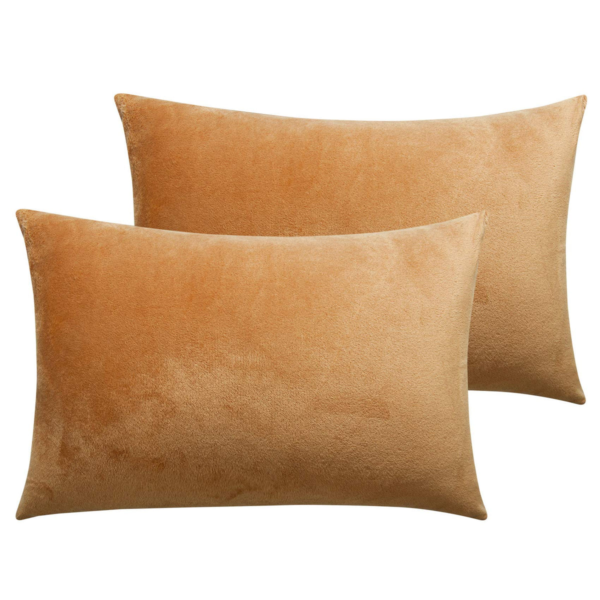 NTBAY King Velvet Pillowcases, Set of 2, Zipper, Camel