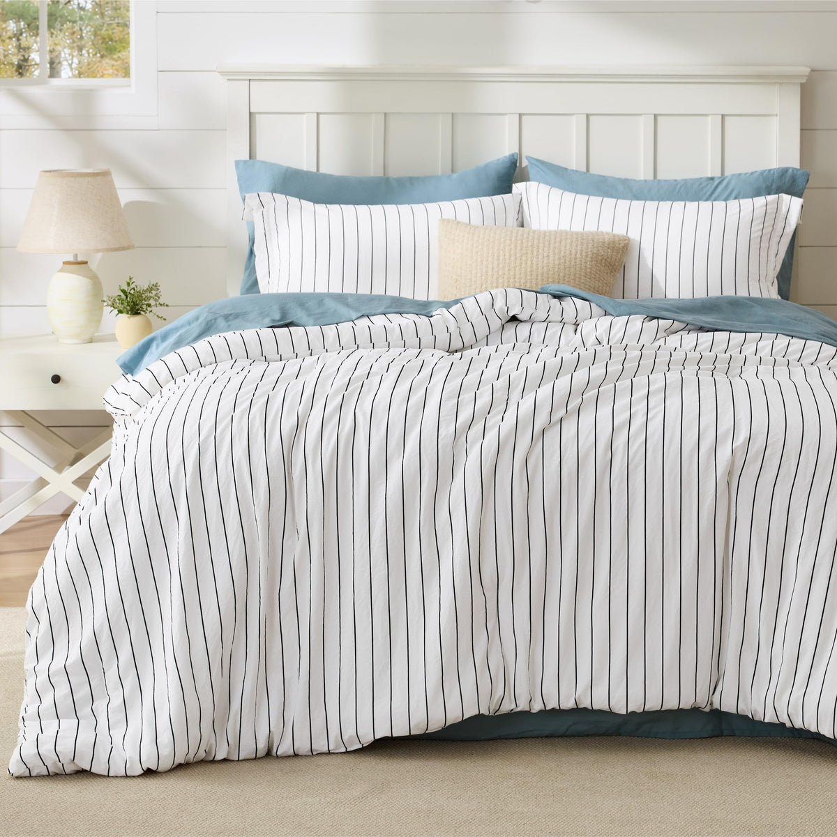 Bedsure Full Comforter Set Brown Gingham, Soft Fall Bed 3 pcs 82"x86"