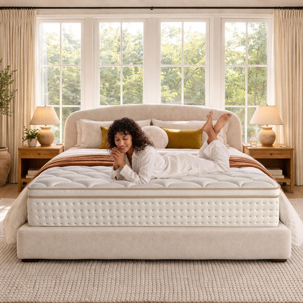 – 14 Inch Queen Mattress – Real Hybrid Queen Size Mattress Memory Foam, Reinforced Edge Support, Zoned Coils for Pressure Relief and No Motion Transfer (Queen (14 Inch))