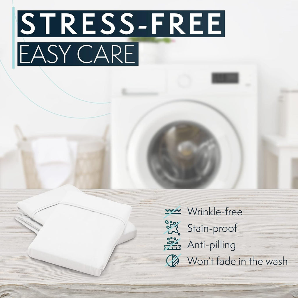 HC Collection King Pillow Cases Set of 2- Microfiber, Extra Soft Pillowcases - Easy Care & Machine Washable - White