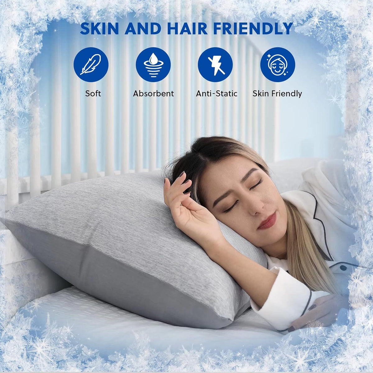 HOMFINE Cooling Pillowcases for Hot Sleepers King Size Set of 2, Grey