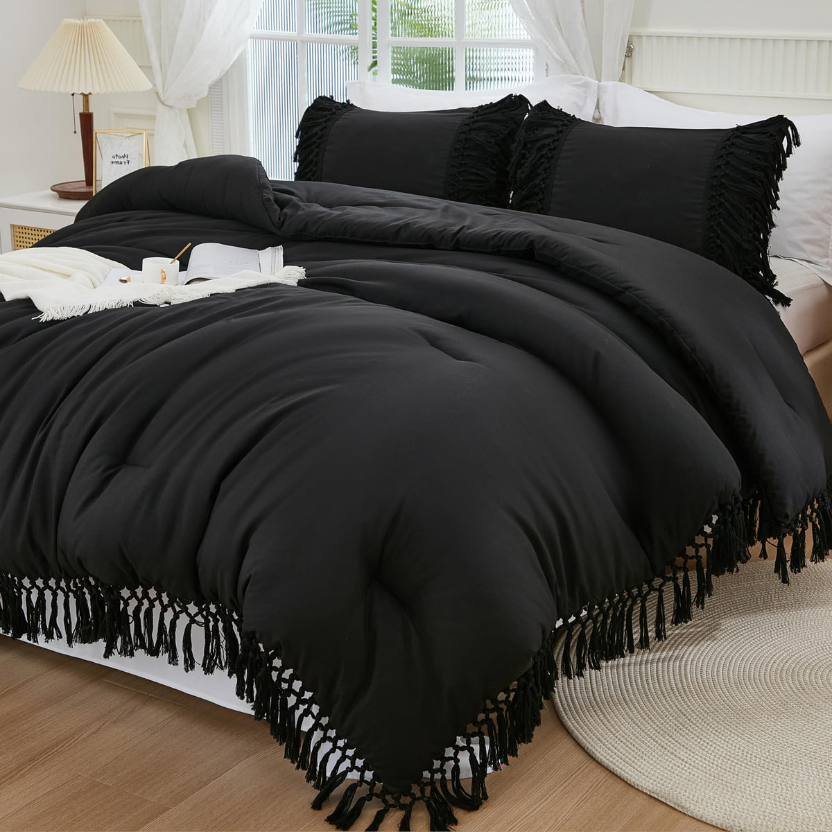 Andency Terracotta Comforter Set Full, 3 Pieces Boho Tassel Bedding
