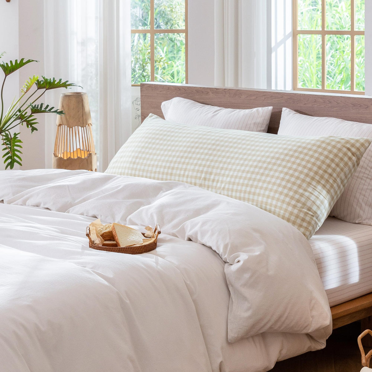 MOOMEE Pillowcase Set of 2 100% Washed Cotton Linen-Like King