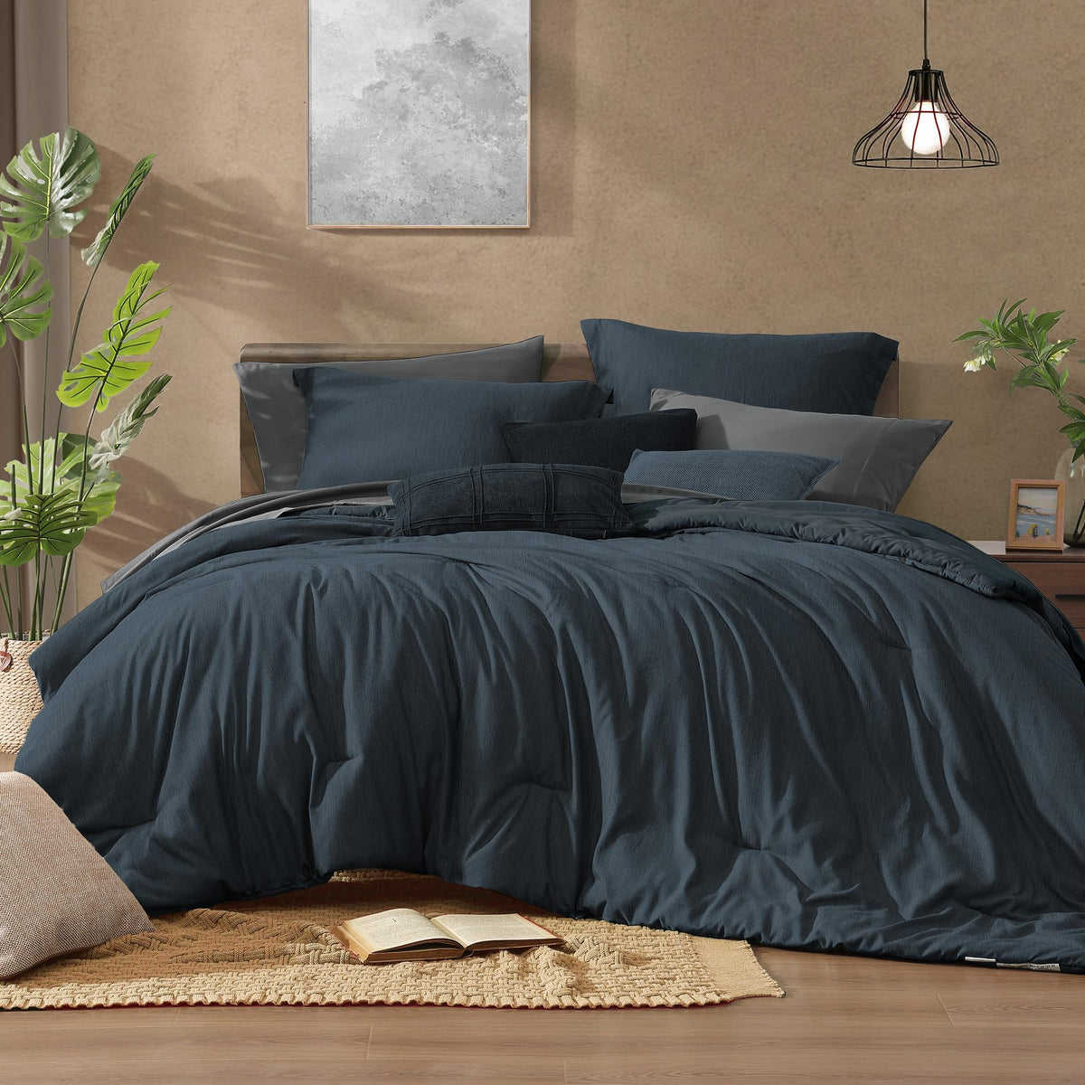 Monbix King Size Comforter Set Sage Green 7 Pieces Bed in a Bag