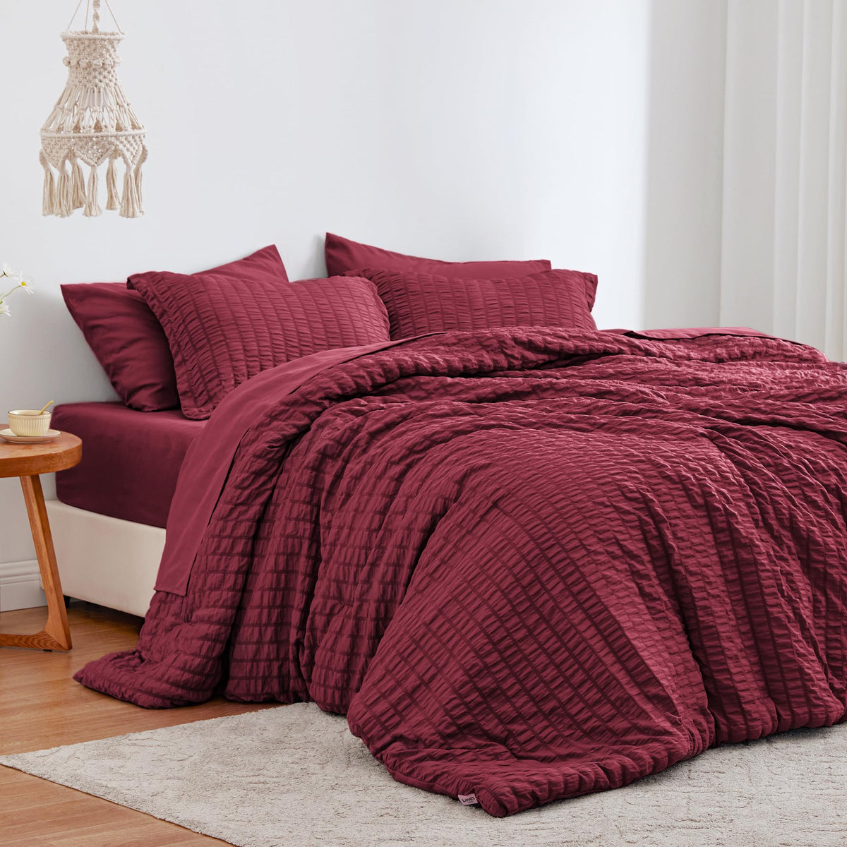 Love's cabin Seersucker Pink Twin Comforter Set