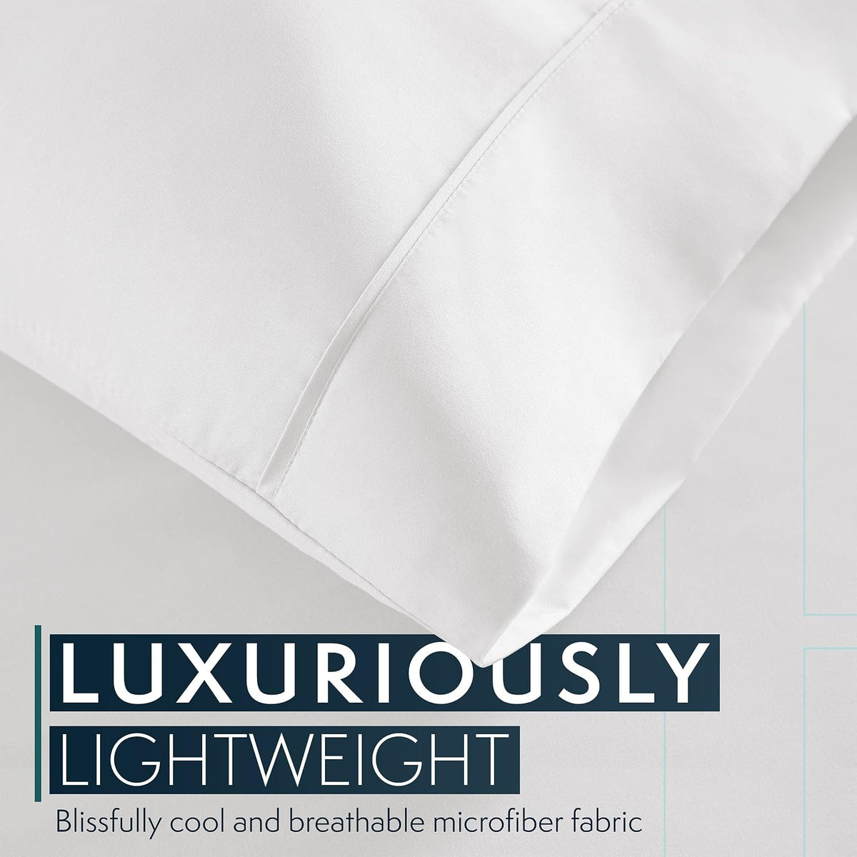 HC Collection King Pillow Cases Set of 2- Microfiber, Extra Soft Pillowcases - Easy Care & Machine Washable - White