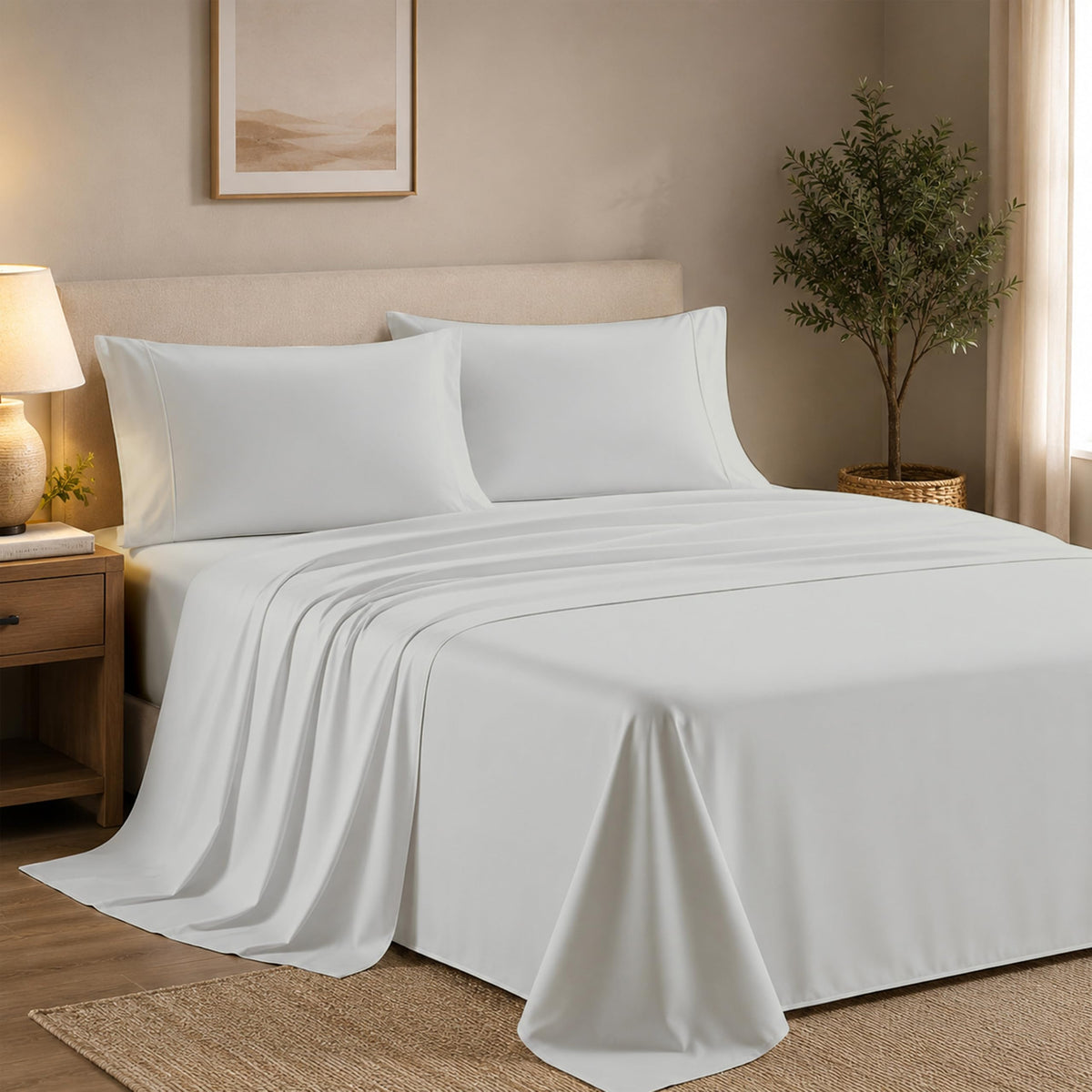 Queen Pillow Cases Set of 2, 400 Thread Count, White