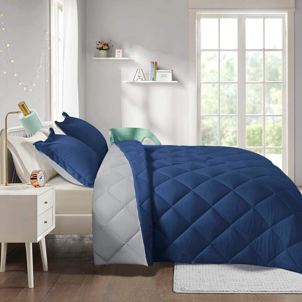 HIG 3pc Green Queen Size Bedding Comforter Set Duvet Insert Blanket