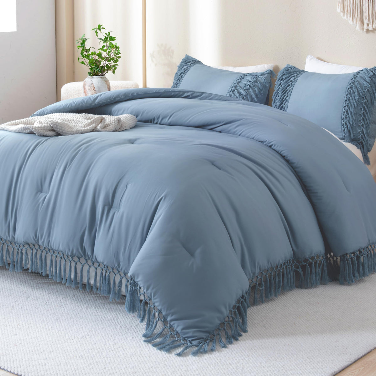 Andency Terracotta Comforter Set Full, 3 Pieces Boho Tassel Bedding